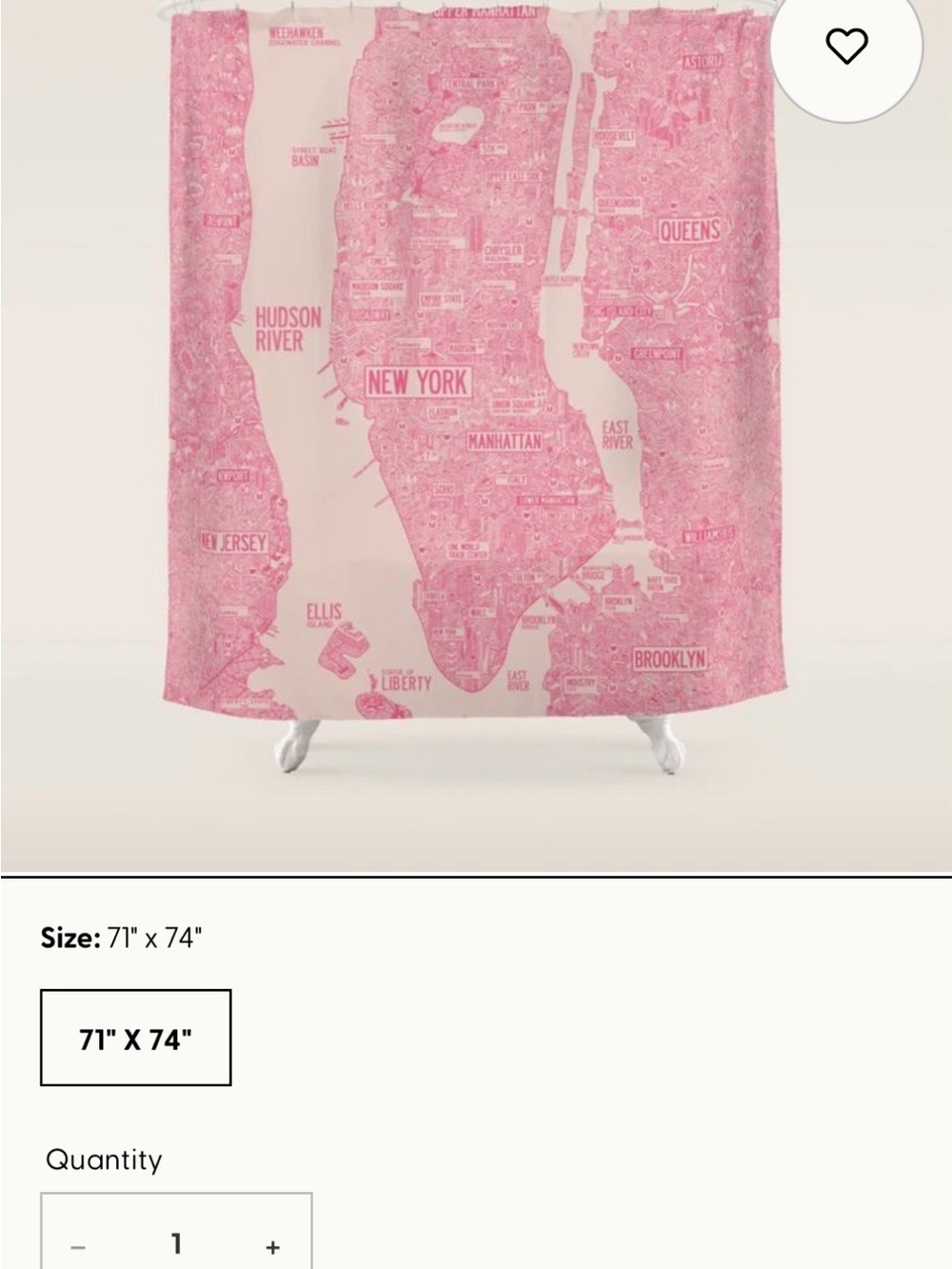 Society6 Pink New York Map Shower Curtain